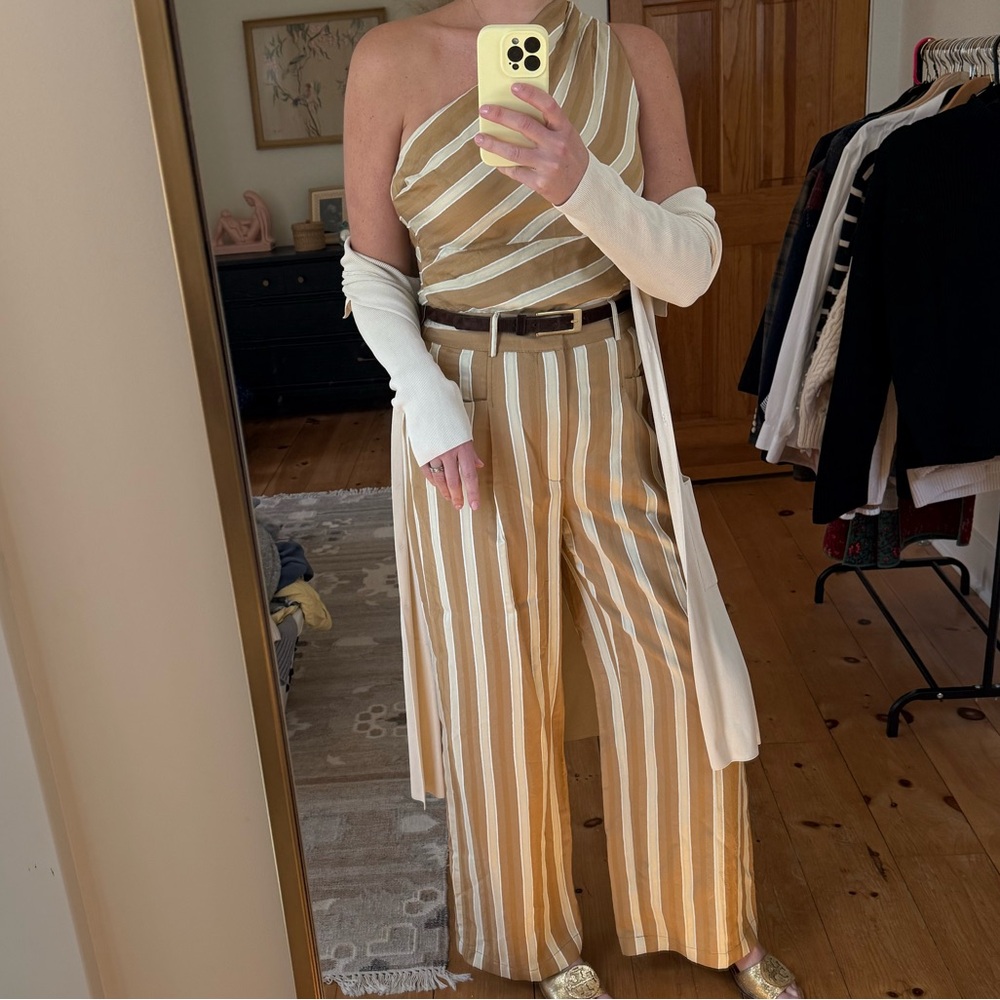 New with tags Striped Tan and White Two-Piece Set from Zara